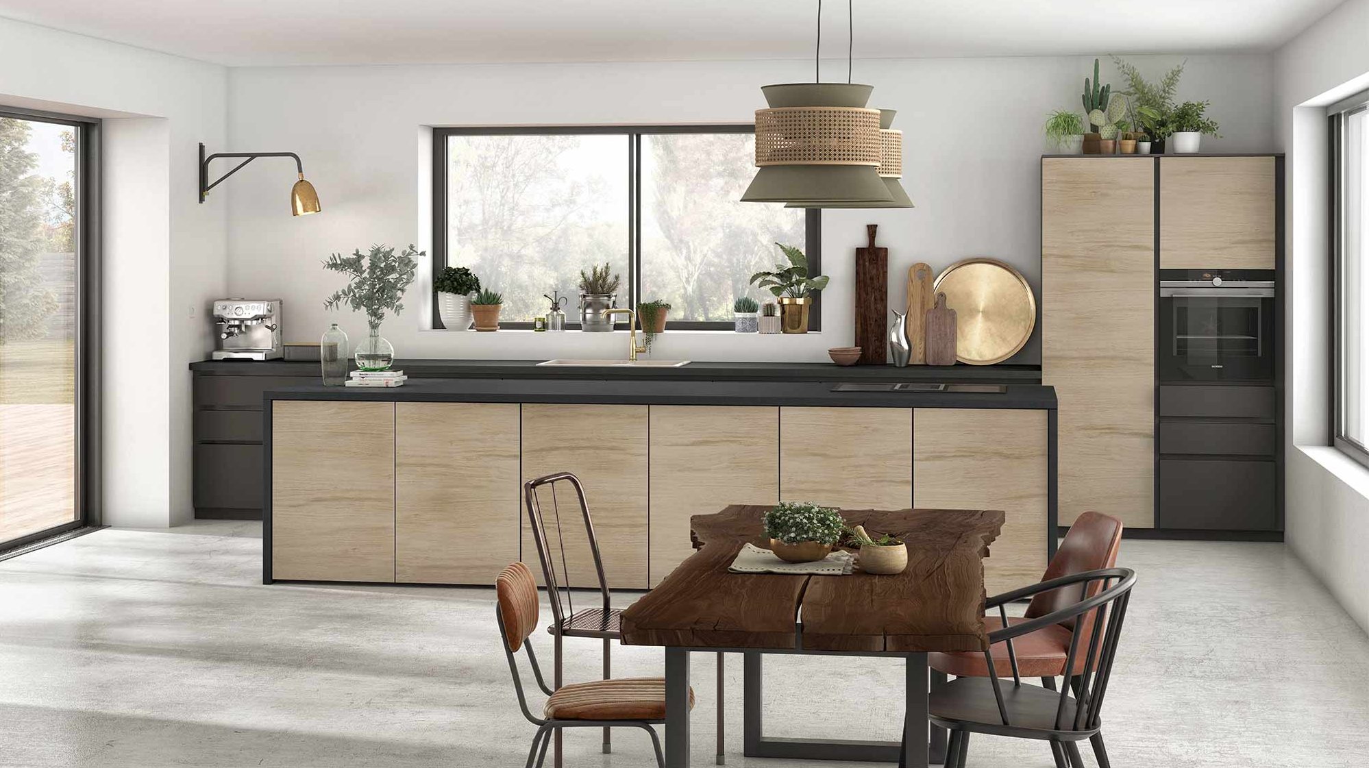 cuisine noire et bois