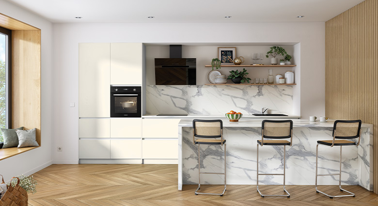 Cuisine Chic Ilot Marbre Bois Clair cuisine-chic-ilot-marbre-bois-clair